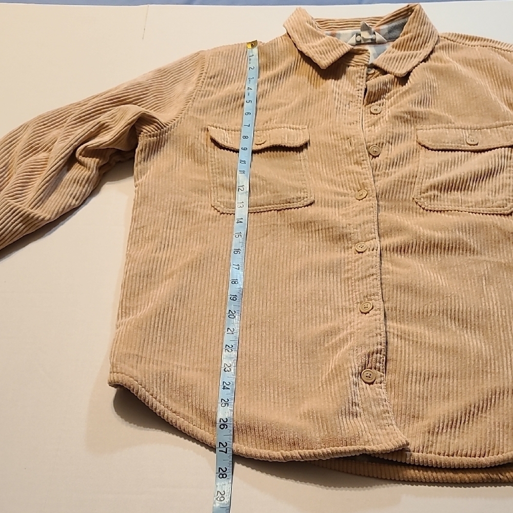 Three Dots Womens Tan Corduroy Chic Lined Button-Up Cord Jacket EUC Large - Picture 8 of 12